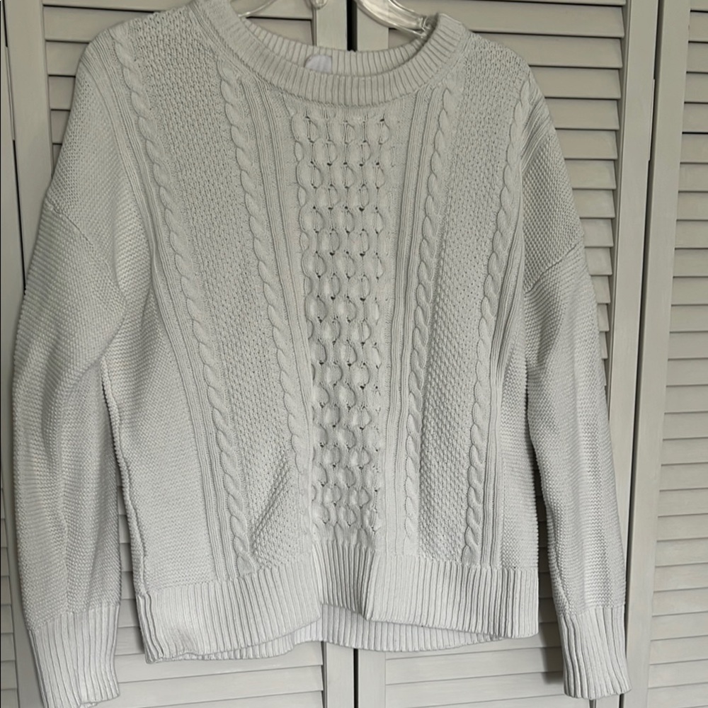 Women's White Cable Knit Sweater